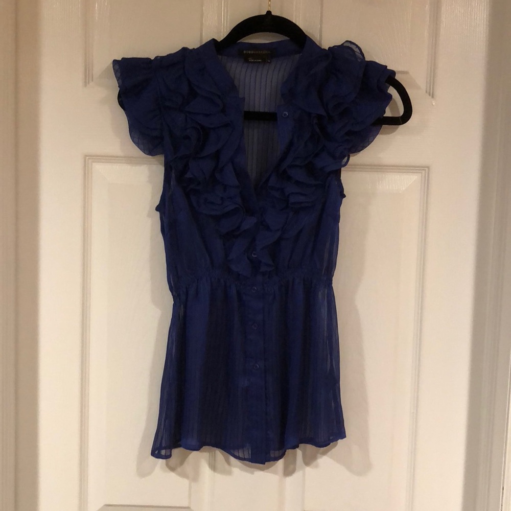 NWT Never Worn BCBG Sheer Blue Blouse